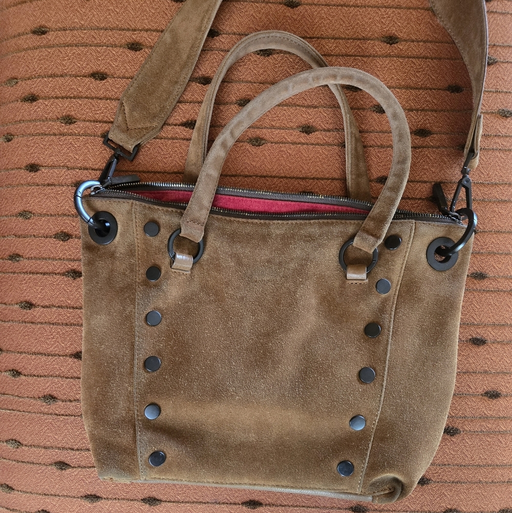 Hammitt Daniel Medium Brown Suede Shoulder Bag.